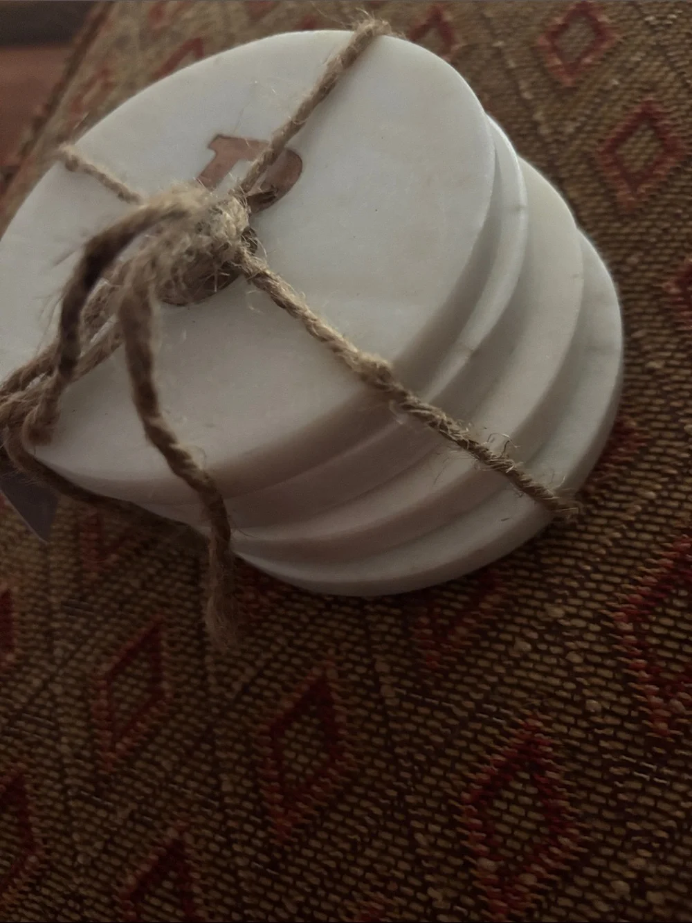 CBK Marble Monogram Coaster - White with Brown 'B'